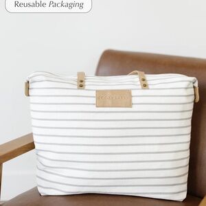 Cozy Earth Striped White and Gray Women's Bag